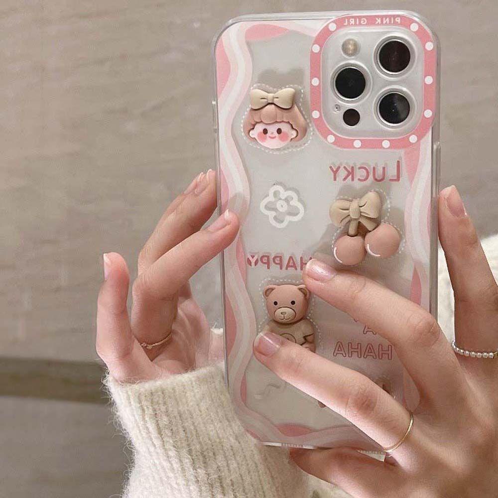 Ốp Điện Thoại Mềm Trong Suốt Chống Sốc In Hình Gấu 3D Cho iPhone 13