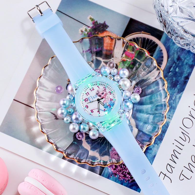 Đồng hồ có đèn LED họa tiết công chúa Elsa xinh xắn dành cho bé