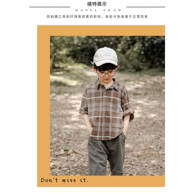 Áo khoác sơ mi kẻ sọc caro phong cách Hàn Quốc mùa xuân thu mới cho bé trai