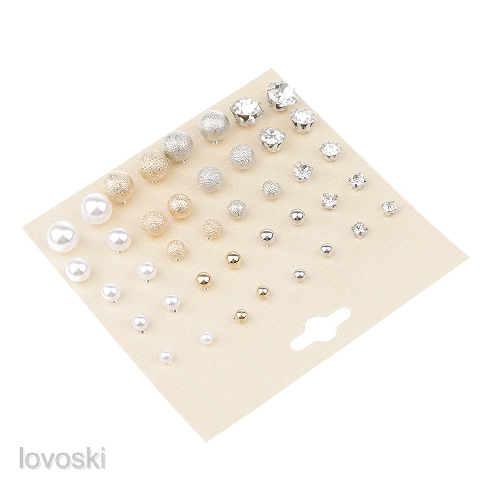 MagiDeal 20 Pairs Women Assorted Multiple Size Crystal Pearl Stud Earring