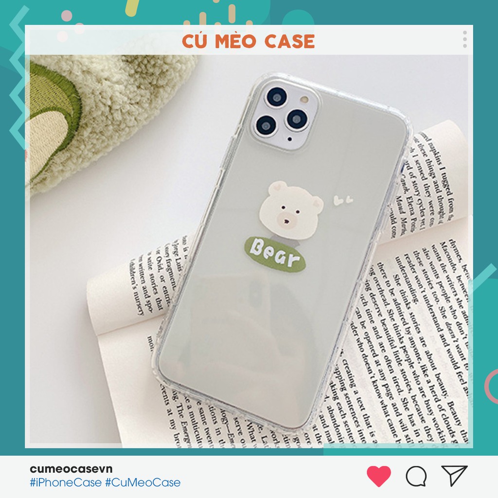 Ốp gấu trắng trong dẻo dành cho iPhone 7 8 7 Plus 8 Plus X Xs Xr XsMax iPhone 11 11 Pro 11 Promax