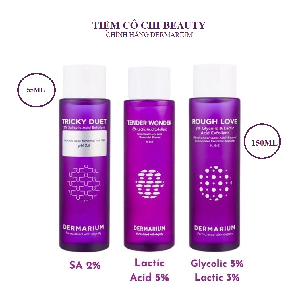 Dermarium Tricky Duet - Tẩy da chết hoá học làm sạch lỗ chân lông - Rough Addiction Tender Wonder - Tiệm Cô Chi Beauty