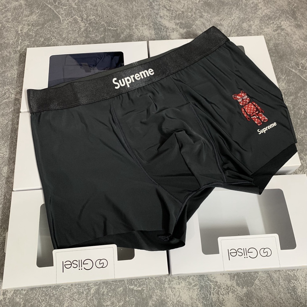 Hộp 3 quần lót boxer nam sịp đùi thun lạnh - logo ép nhiệt cao cấp SUP