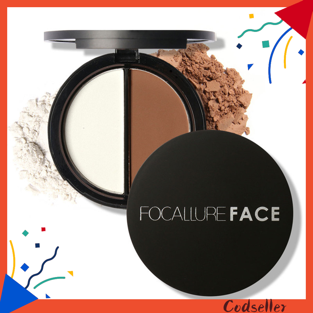 CODseller FOCALLURE Dual Color Facial Shadow Contour Powder Highlighter Brighten Palette