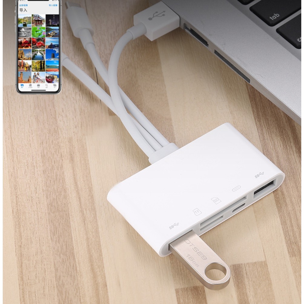 Đầu đọc thẻ nhớ SD. đầu lọc thẻ nhớ. cáp OTG kiêm đầu chuyển đổi usb cho iphone type c đa năng tự động kết nối.