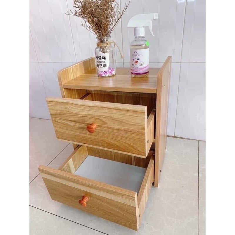 Kệ tủ đầu giường 2 ngăn chất liệu gỗ Gem Decor