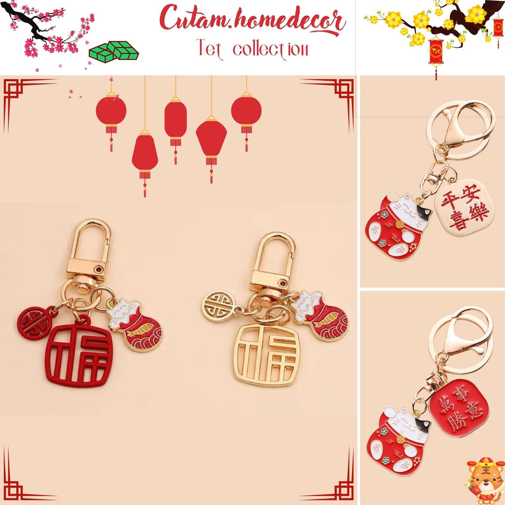Móc khóa may mắn hình mèo Thần Tài cầu bình an, phát tài phát lộc - cutam.homedecor