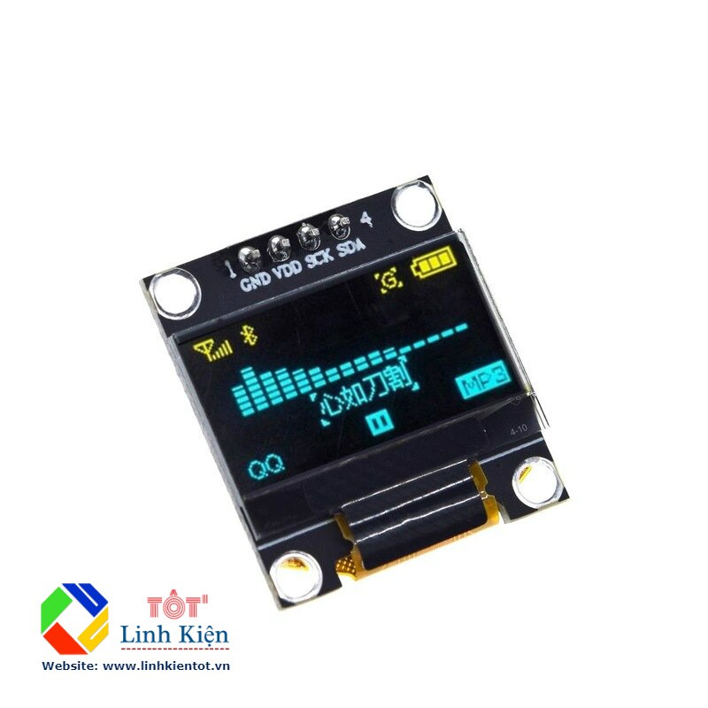 Màn Hình LCD OLED 0.96 Inch 12864 Vàng - Xanh Giao Tiếp IIC Đã Hàn Chân