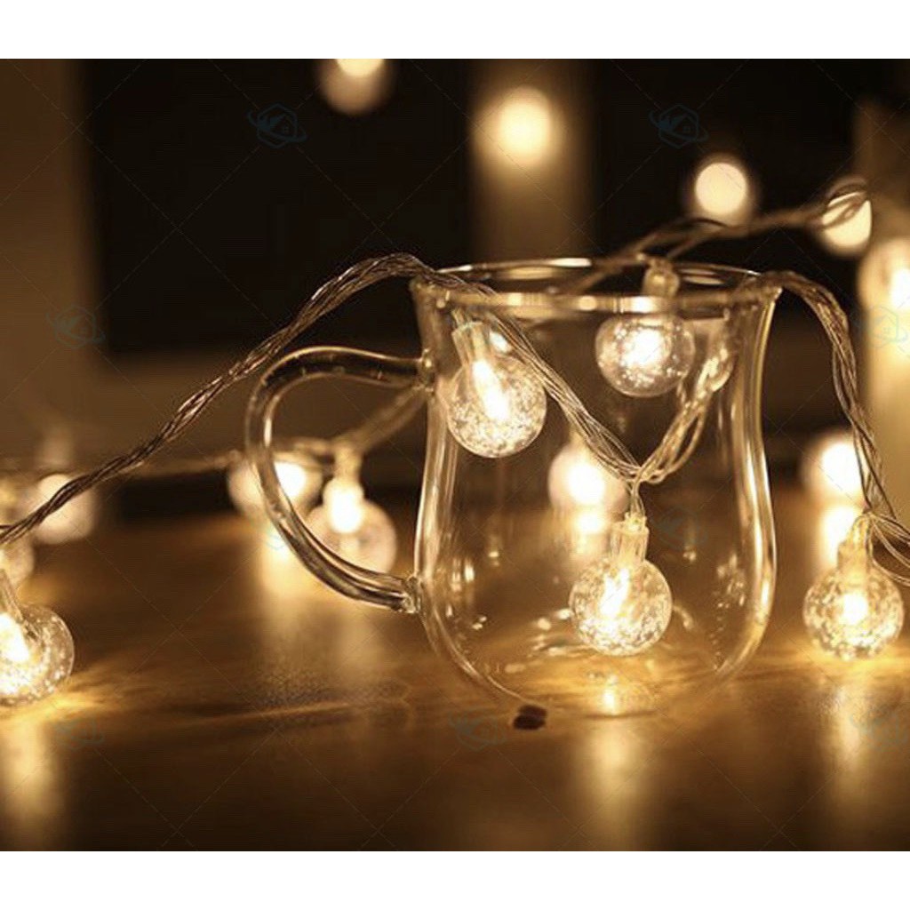 Dây Đèn Trang Trí 36 Bóng Tròn - Sáng Vàng Dây 9m - Dùng Trang Trí Dịp Lễ Tết Quán Cafe...