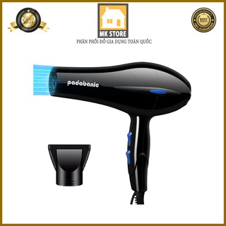Máy sấy tóc tạo kiểu 2 chiều nóng lạnh, công suất lớn 3200w padabanic 8866, đèn led phát sáng xanh phục hồi tóc hư tổn
