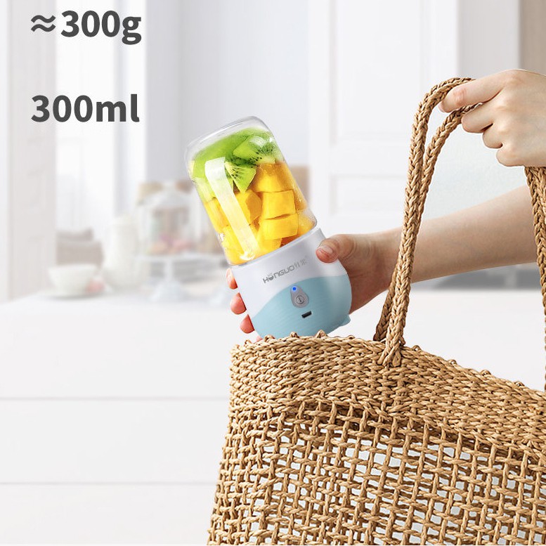 Máy xay sinh tố mini bỏ túi Honguo 300ml sạc pin USB siêu tiện lợi, 4 lưỡi Inox 304 cao cấp