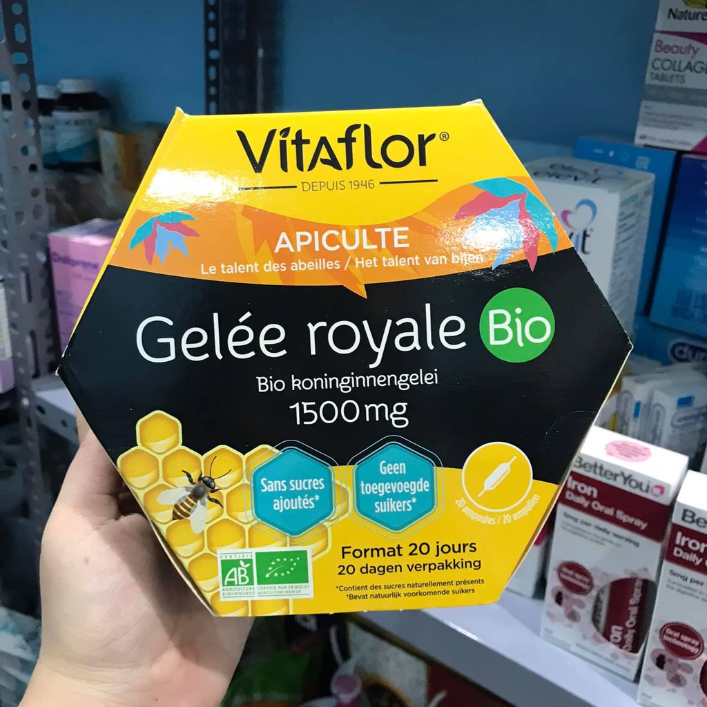 Sữa Ong Chúa Tươi VITAFLOR Gelée Royale Bio 1500mg Pháp 20 Ống