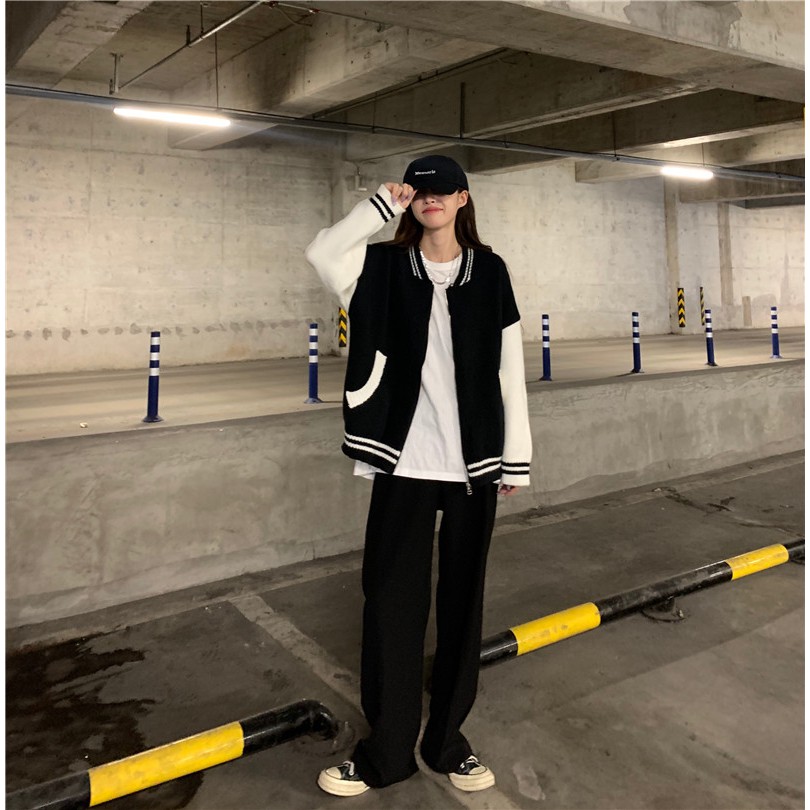 (A1006) áo khoác len cardigan dáng bóng chày freesize 2 màu | BigBuy360 - bigbuy360.vn