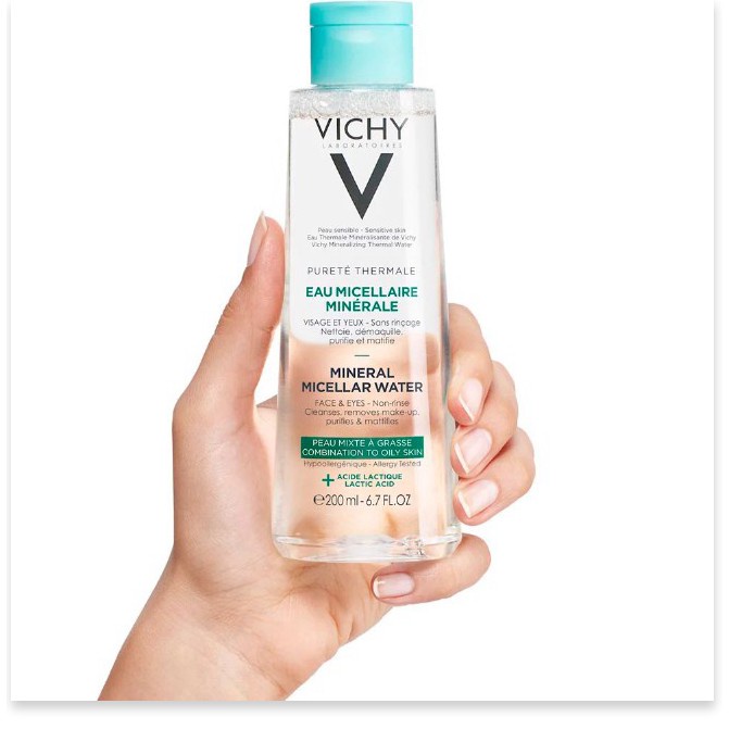 Nước tẩy trang cho da hỗn hợp và da bóng dầu Vichy Mineral Micellar Water Pureté Thermale 200ml [Chính Hãng]