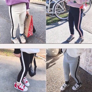 Quần nỉ legging sọc thể thao cho bé gái