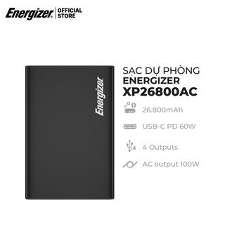 Sạc dự phòng energizer xp26800ac - tích hợp 4 cổng outputs, công suất 100w - hàng chính hãng