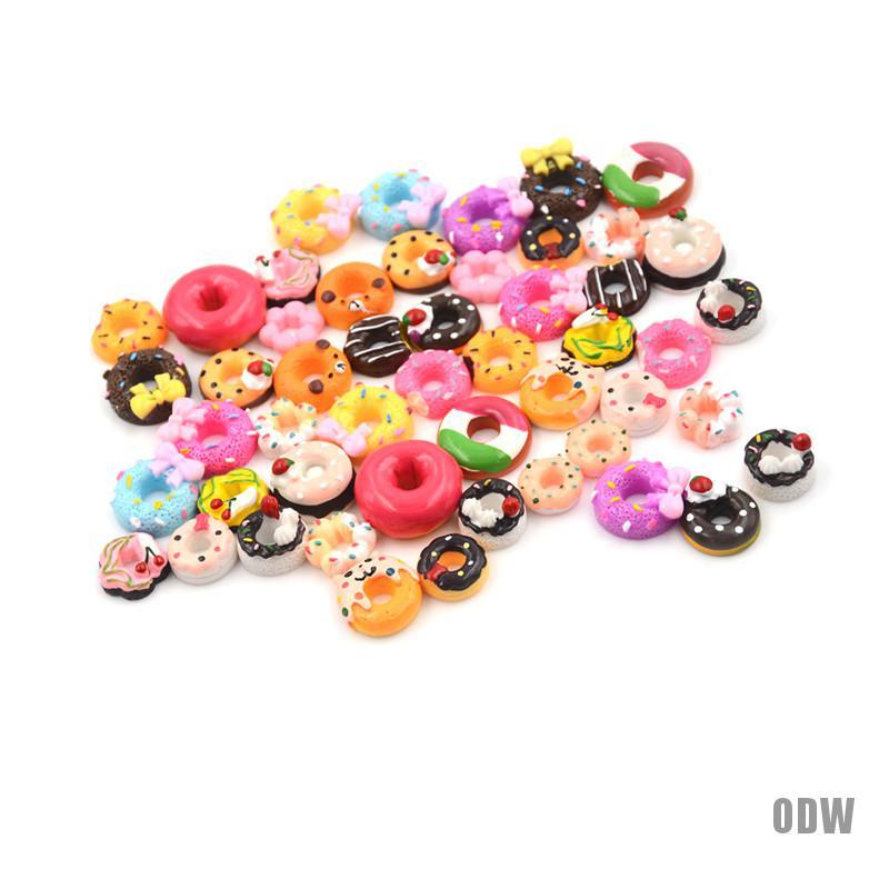 Set 10 Mô Hình Bánh Donut Bằng Nhựa Resin Trang Trí Điện Thoại Nhà Búp Bê DIY