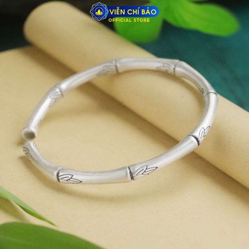 Kiềng tay bạc nữ Lục Tự Cành Trúc chất liệu bạc 925 thời trang phụ kiện trang sức thương hiệu Viễn Chí Bảo L000419