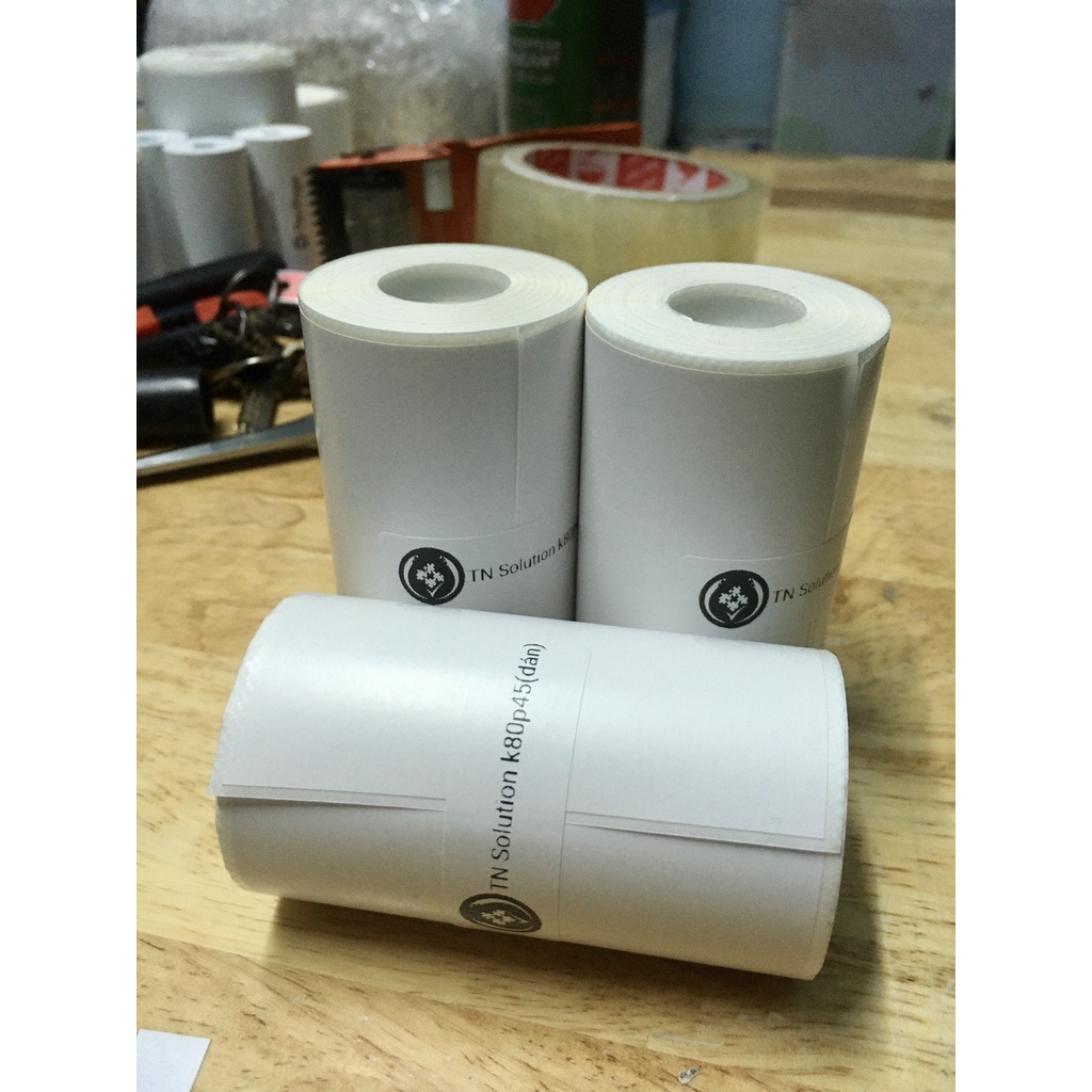 Giấy decal dán các loại cho máy in nhiệt cầm tay loại K80-45 in sàn thương mại điện tử