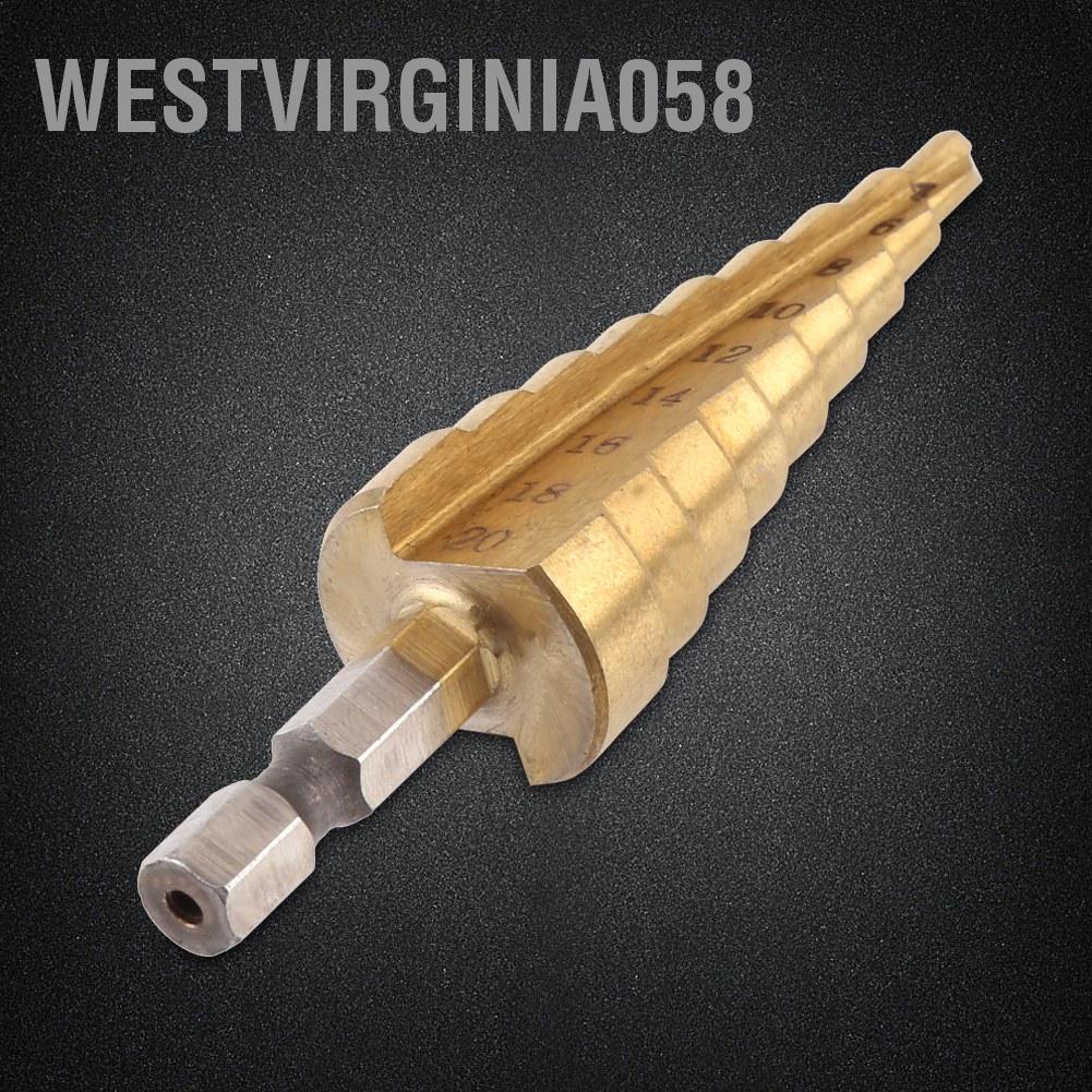 Có thể bán buôn 1pc Thép tốc độ cao tráng titan Bước khoan cắt lỗ Hex Công cụ điện 4-20mm Hàng giao ngayWestvirginia058