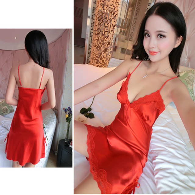 Váy ngủ Lụa Sexy, Váy Ngủ 2 Dây Quyến Rũ Gợi Cảm, Đầm Ngủ Nữ Cao Cấp QUEENI
