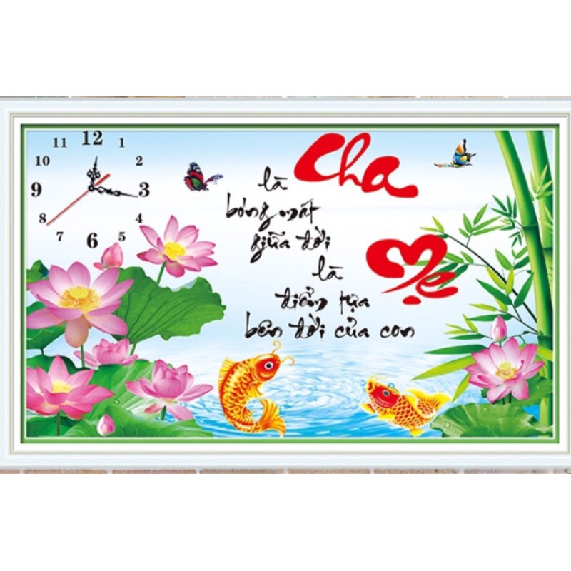 Tranh đính đá Đồng Hồ Cha Mẹ Lg1146 (70x45) chưa đính