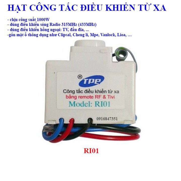 Hạt công tắc điều khiển từ xa TPE RI01 RI02