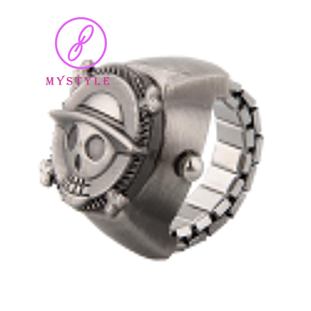 Đồng hồ kim loại hoạ tiết đầu lâu phong cách vintage