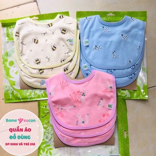 Yếm tròn Mipbi cúc bấm cao cấp cho bé set 3 chiếc