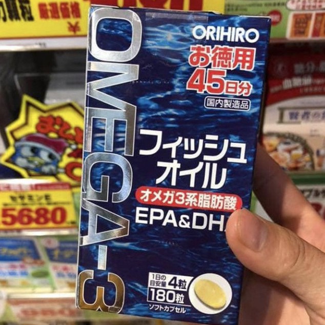 Dầu cá Omega 3 Orihiro fish oil, Omega 3 EPA & DHA Orihiro Nhật Bản hộp 180 viên