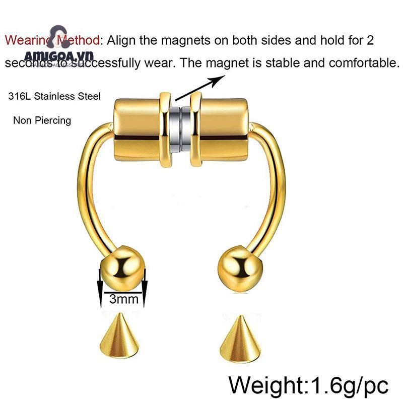 Khuyên Mũi Nam Châm Chất Liệu Thép Titan Không Gỉ