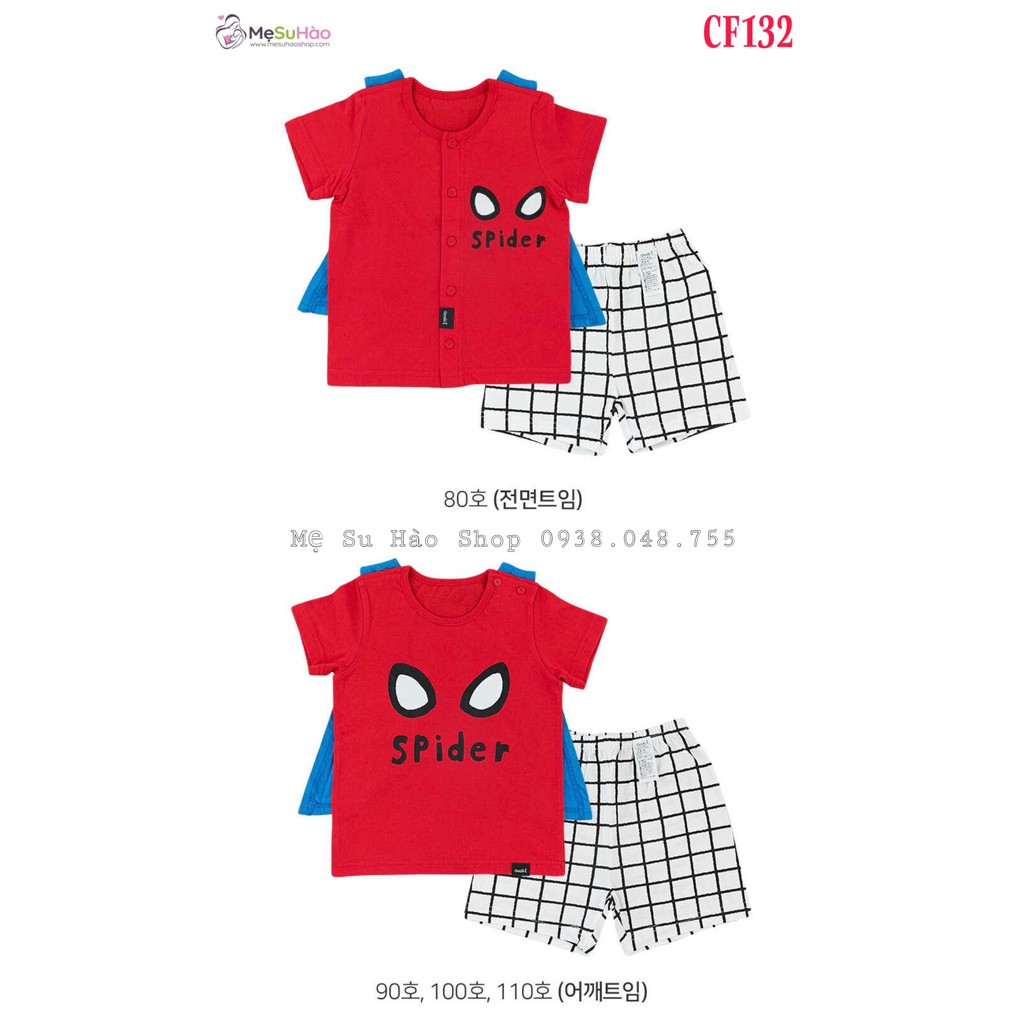 Bộ ngắn tay bé trai mẫu Siêu Nhân Spider rất xinh hãng Cordi_i , cotton 100%