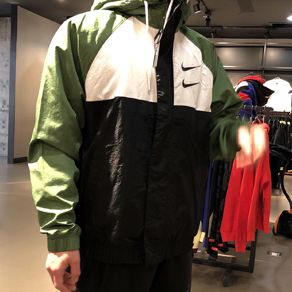 Men And Women Decode Windproof Nike Hooded Hook Embroidery Color Matching Double Windbreaker Loose Jacket Casual Sports Jacket | BigBuy360 - bigbuy360.vn