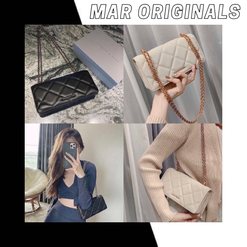 Túi xách nữ đeo chéo Charles and Keith trám ô size 20cm full box