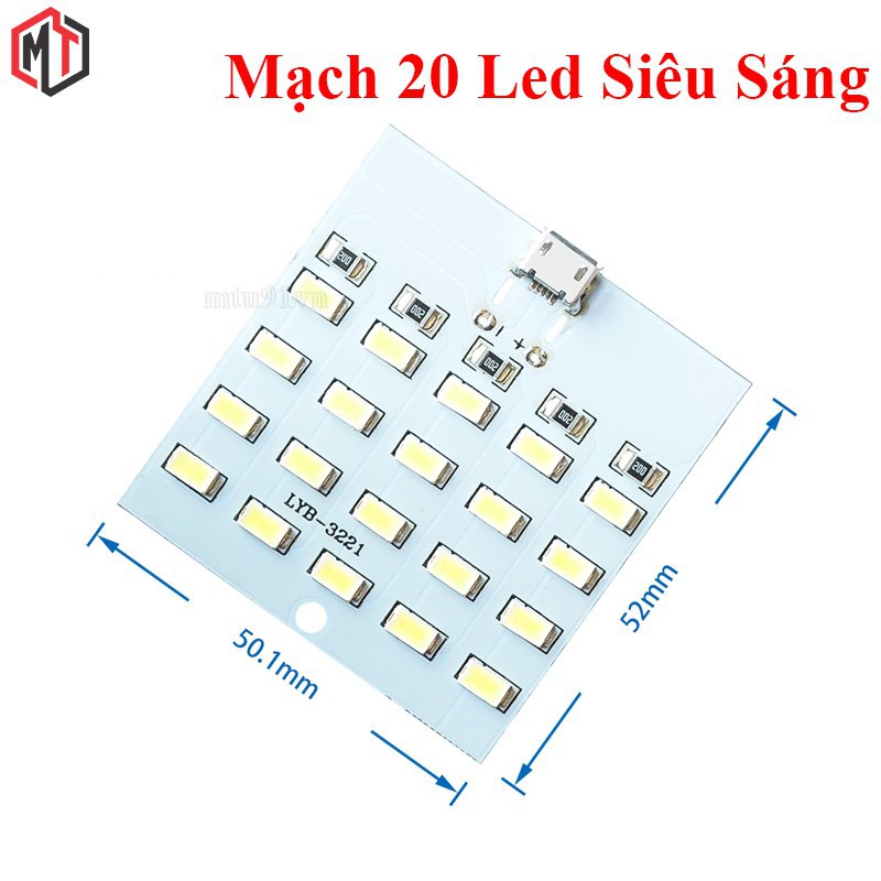 Mạch 20 Led Siêu Sáng USB 5v 95