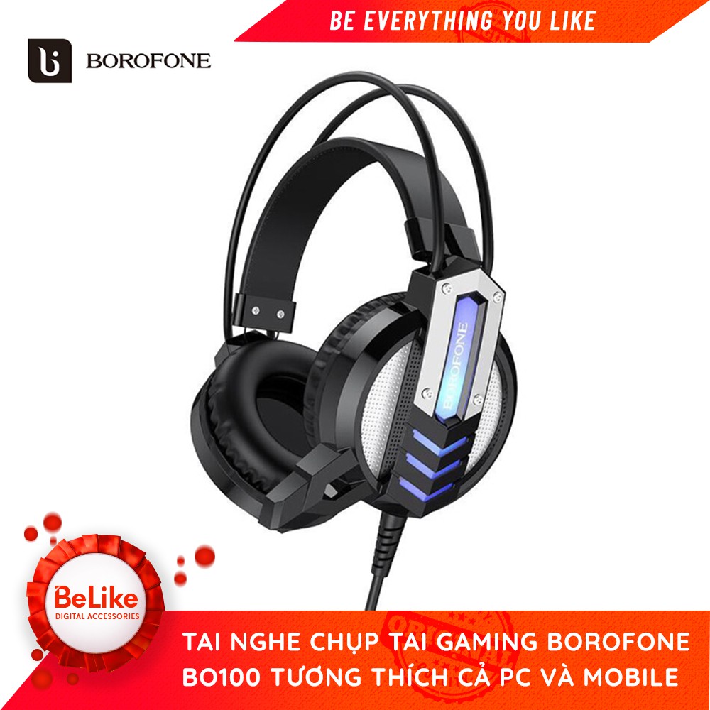 Tai Nghe Chụp Tai Gaming Borofone BO100 -Có Mic + Chân Cắm USB / Headphone / 3.5mm Sử Dụng Cho cả PC Và Điện Thoại