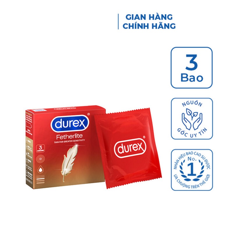 Bao cao su Durex Fether ( Hộp 3 cái - Hộp 12 cái ) đỏ