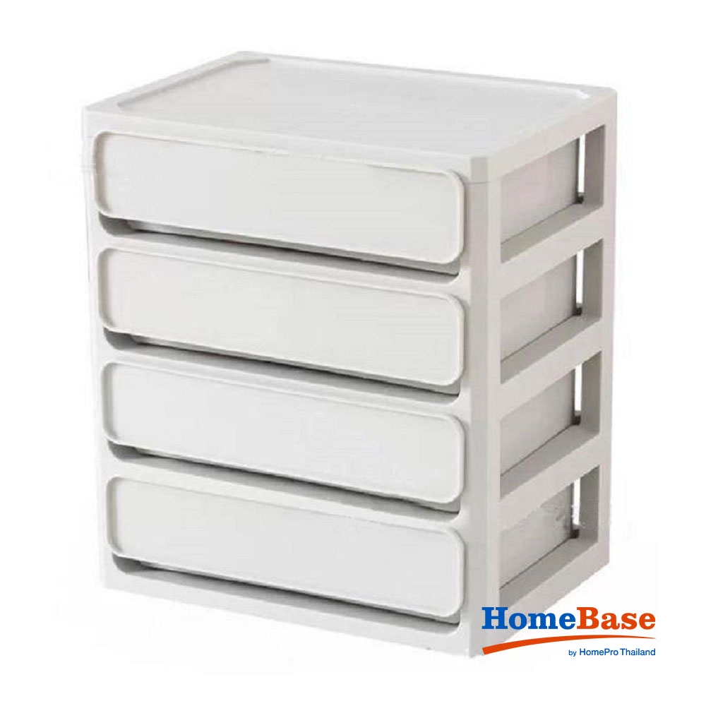 HomeBase STACKO Tủ nhựa mini 4 tầng MIND QY2348 Thái Lan W26xD19.5xH29cm màu trắng