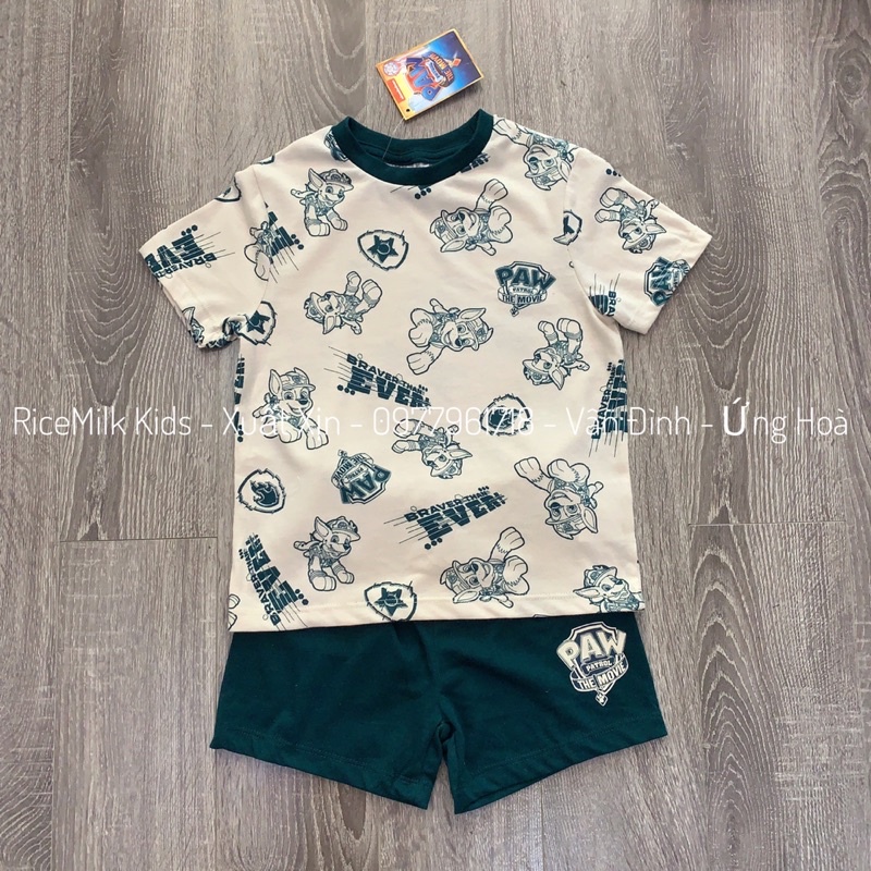 Bộ thun cotton chó cứu hộ màu xanh rêu