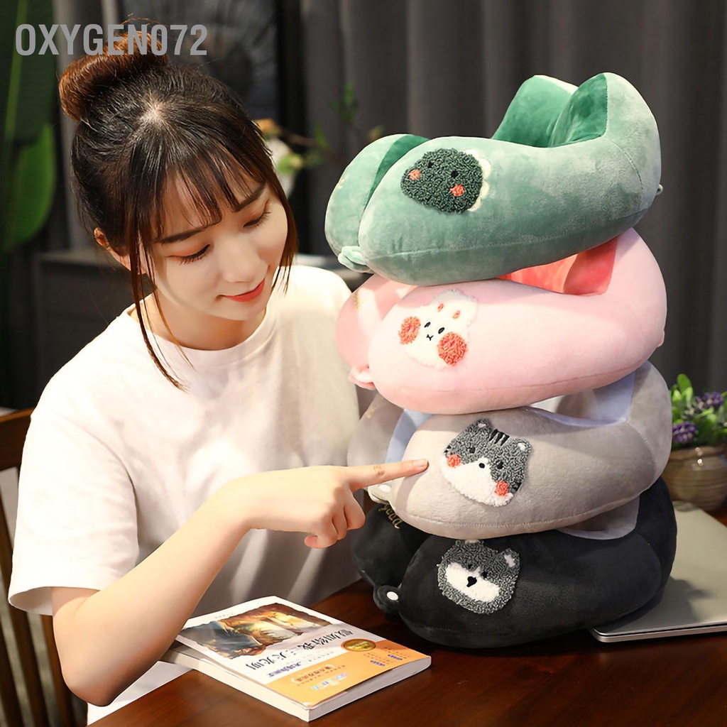 Oxygen072 Gối cổ chữ U có hình dạng dễ thương Phong cách PP Cotton sang trọng đàn hồi di động cho văn phòng tại nhà du lịch
