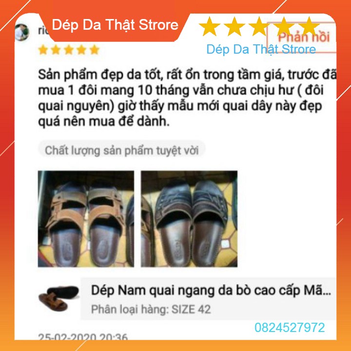 Dép Nam quai ngang da bò cao cấp Mã số V11- Màu Nâu 👑