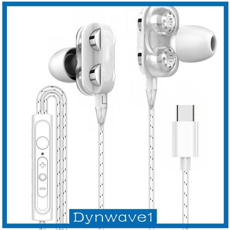 [DYNWAVE1]Dual Driver In-Ear Earphones Type C Stereo Headphones with 120cm Cable Black