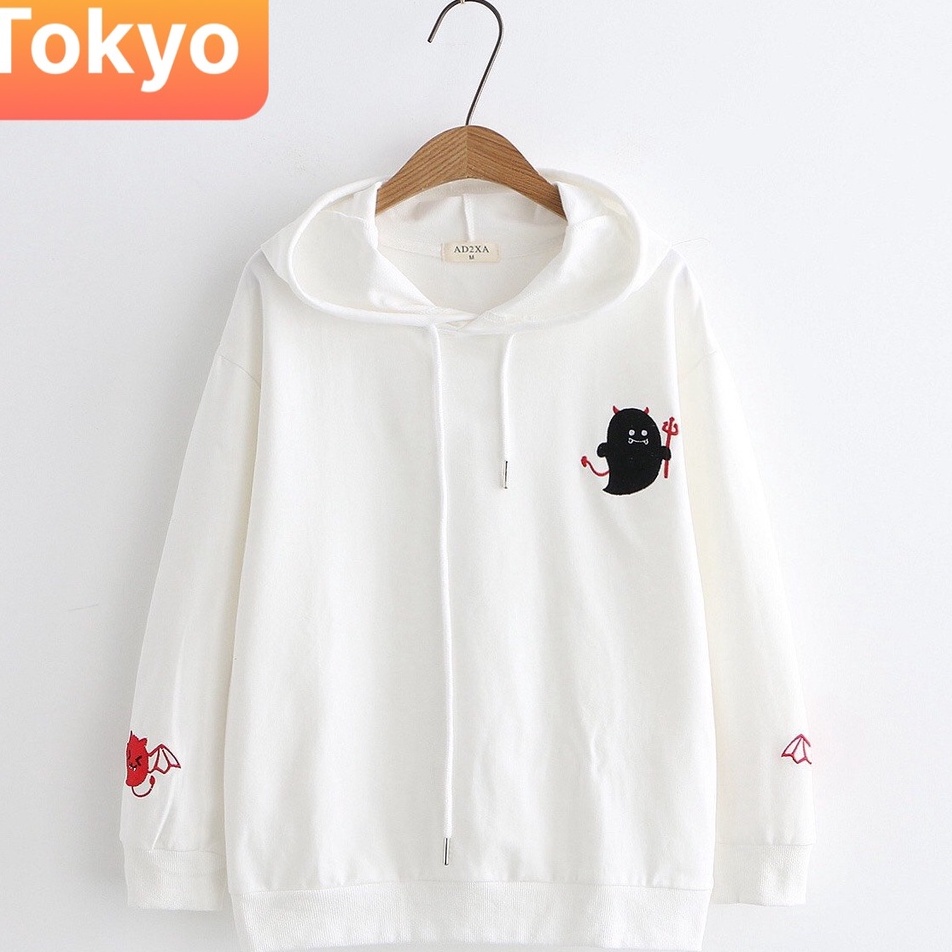 Áo Khoác Hoodie Nỉ Nam Nữ, Áo Hoodie From Rộng In Họa Tiết Ma Cute Đáng Yêu- TOKYO FASHION