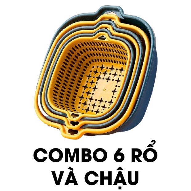 (𝗚𝗶𝗮́ 𝗦𝗶̉) Combo 6 Thau Rổ Tiện Lợi Gọn Gàng Đa Năng, Nhiều Kích Cỡ Phù Hợp Với Gian Bếp Của Gia Đình Bạn