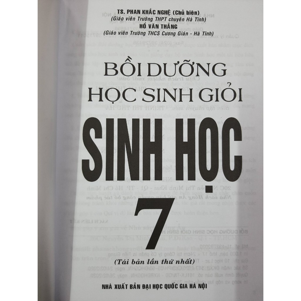 Sách - Bồi dưỡng học sinh giỏi Sinh học 7