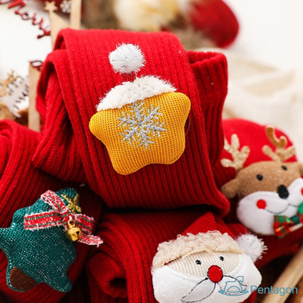 Quần Tất Dày Mềm Mại Phong Cách Giáng Sinh Đáng Yêu Dành Cho Bé Gái 0-6 Tuổi
