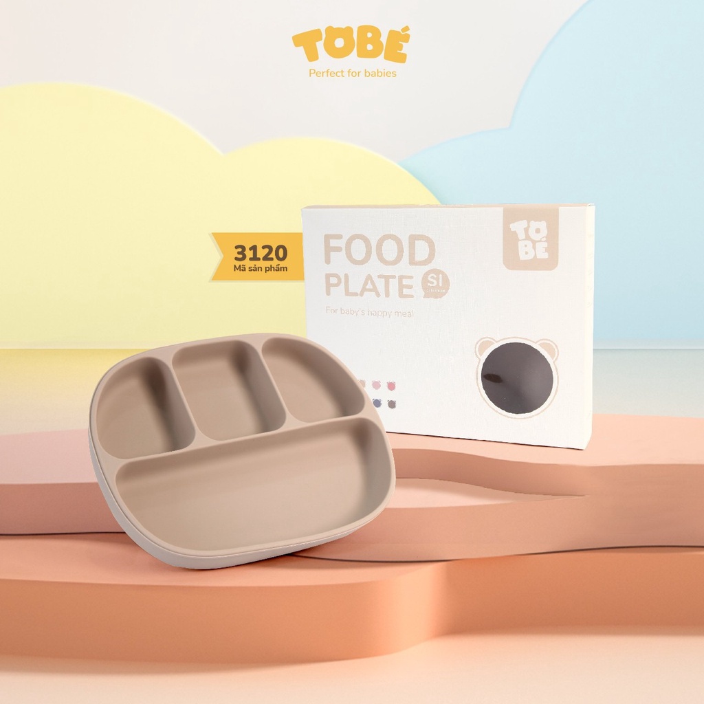 Khay tập ăn dặm Eco Silicone tobe chia 4 ngăn rộng rãi, khoa học cao cấp siêu bền bỉ tiện lợi cho bé 3120 3125