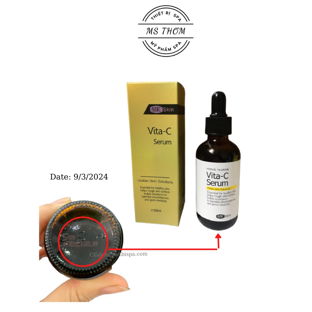 Serum vitamin C trắng da, mờ thâm nám MTC Skin chai 60ml - Hàng Công ty chính hãng