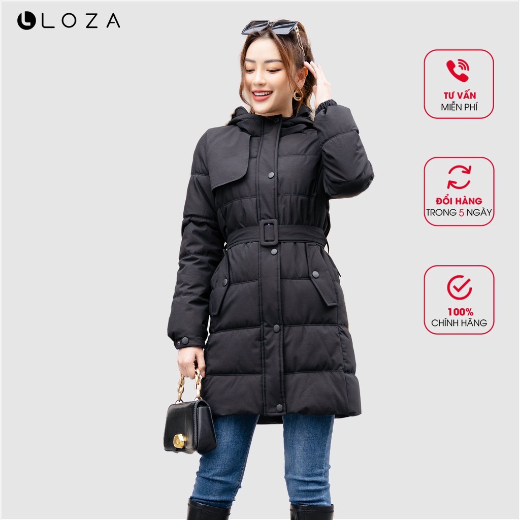 [Mã LT200 giảm 200K đơn 699K] Áo khoác LOZA dáng dài phối mũ rộng - LJ111025 | BigBuy360 - bigbuy360.vn