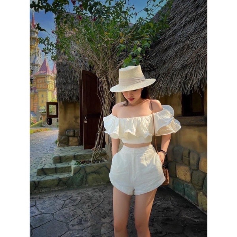 Áo Trễ vai bèo croptop